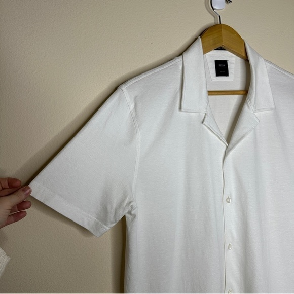 Hugo Boss Slim Fit Cotton Linen T Paxton Polo White M - Picture 3 of 9